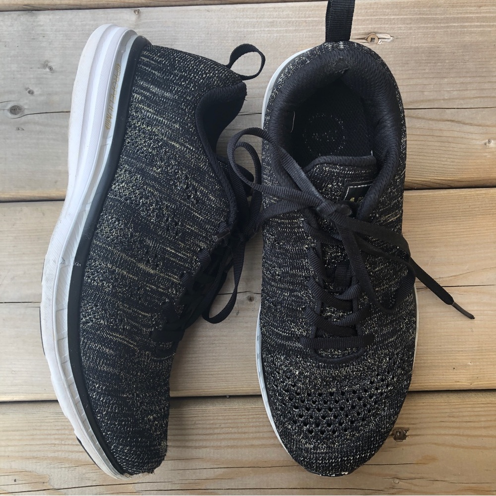 Size 8 Women's APL Techloom Pro Black Metallic Running Shoes Workout Athletic